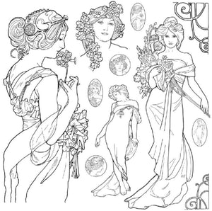 Stamperia silhouette art napkin mucha decoupage rice paper xcm dft â leonie pujol