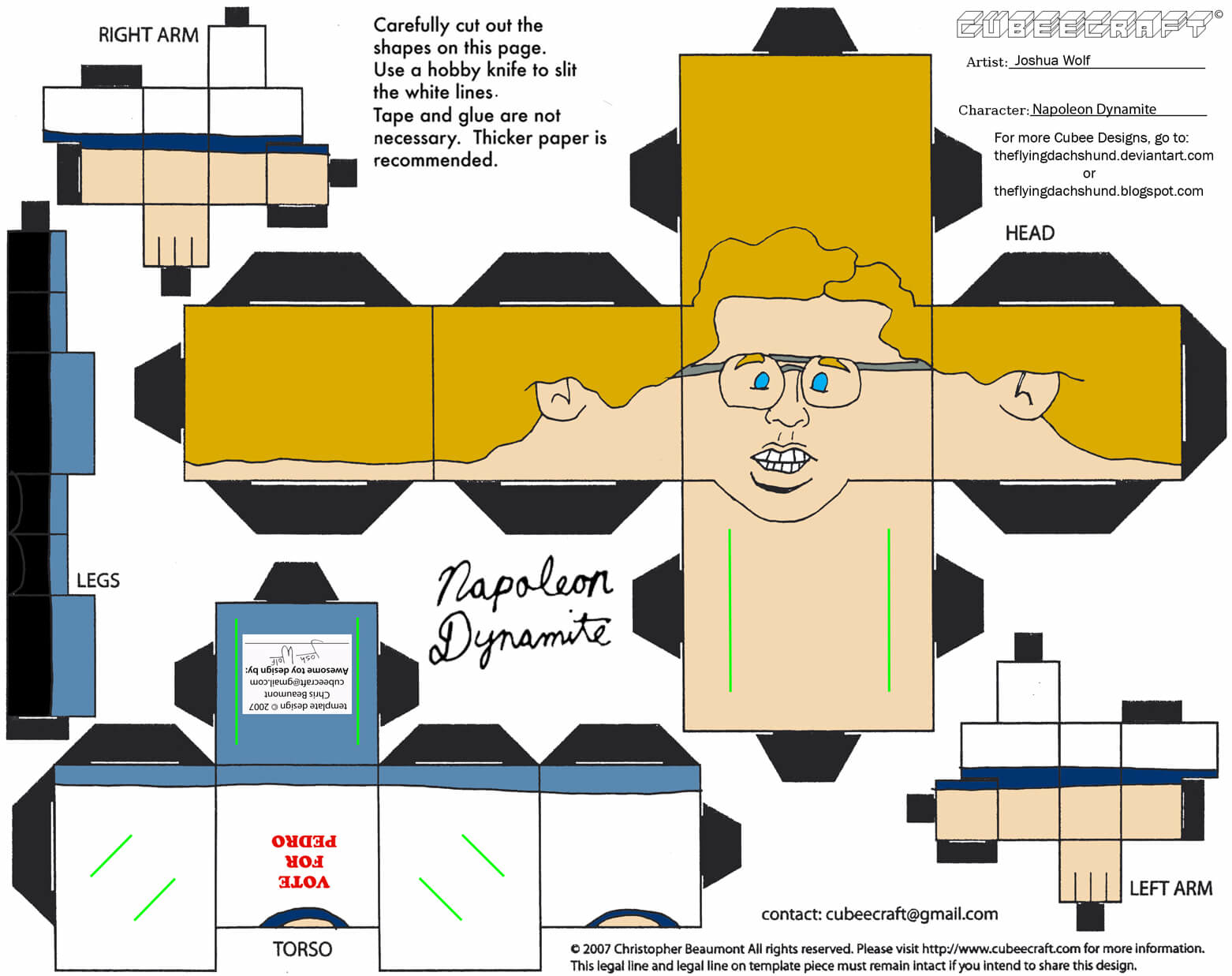 Napoleon dynamite paper toy free printable papercraft templates