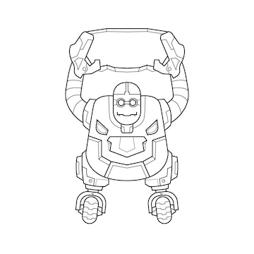 Premium vector illustration in a cartoon coloring pages cute robot android for kids preschool