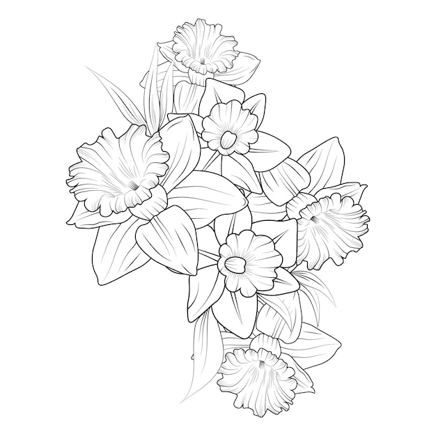 Premium vector daffodil flower zentangle tattoo design for sticker sketch art coloring pages for adults