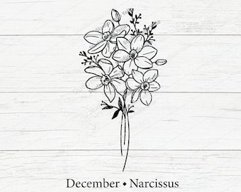 Birth month flower bouquet svg december narcissus flower svg floral svg birth month flower birth flower bouquet flowers tattoo svg png