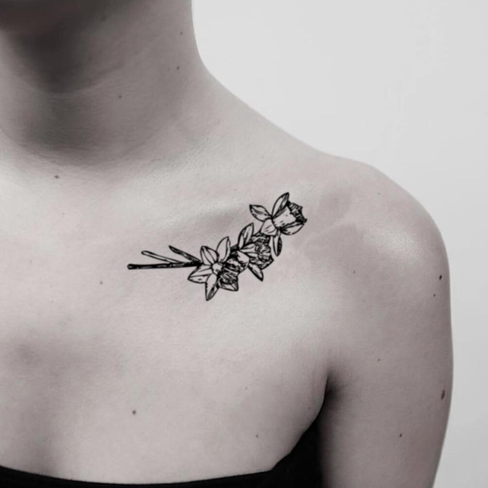 Narcissus flower cluster temporary tattoo sticker