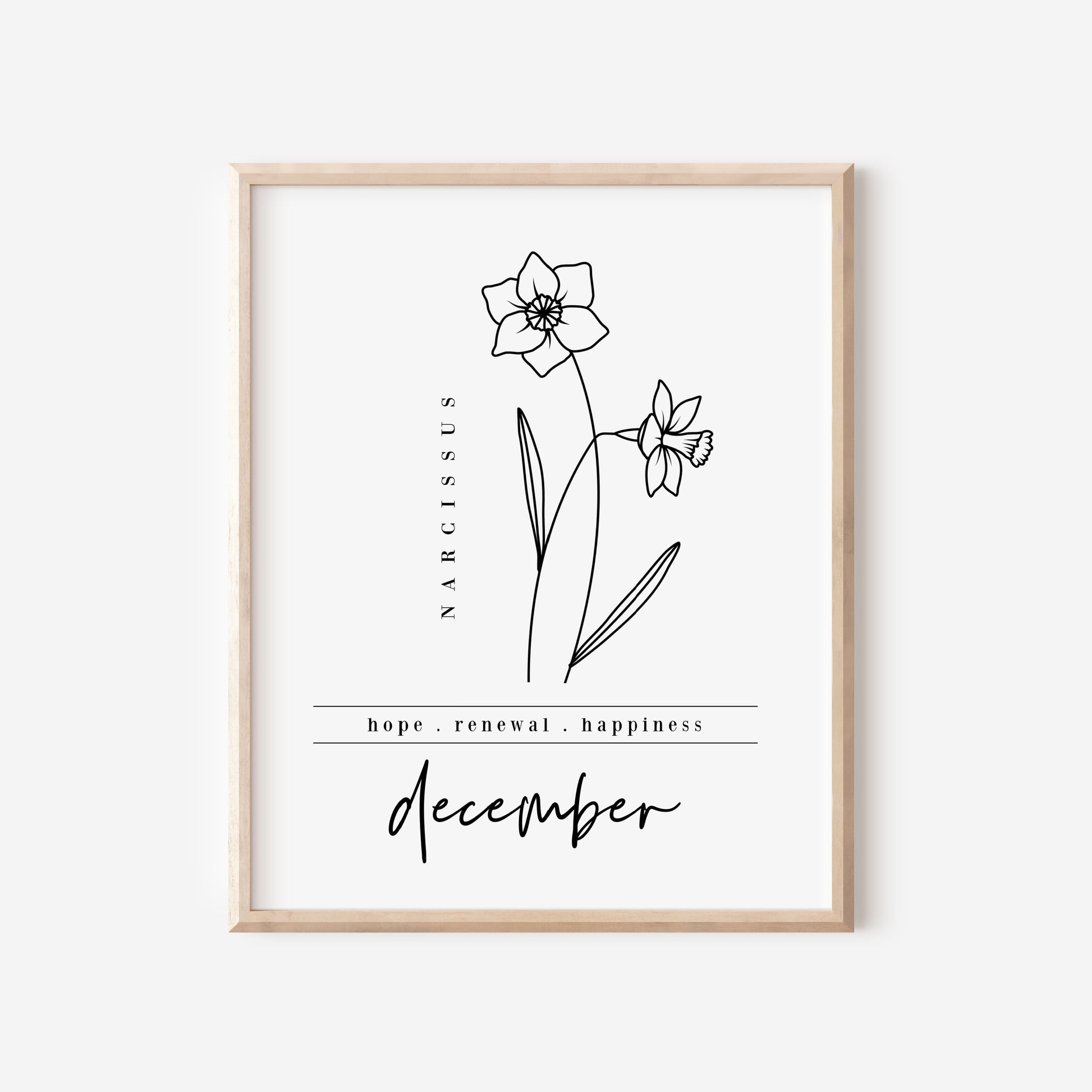 December birth flower narcissus black white art printable â jande summer