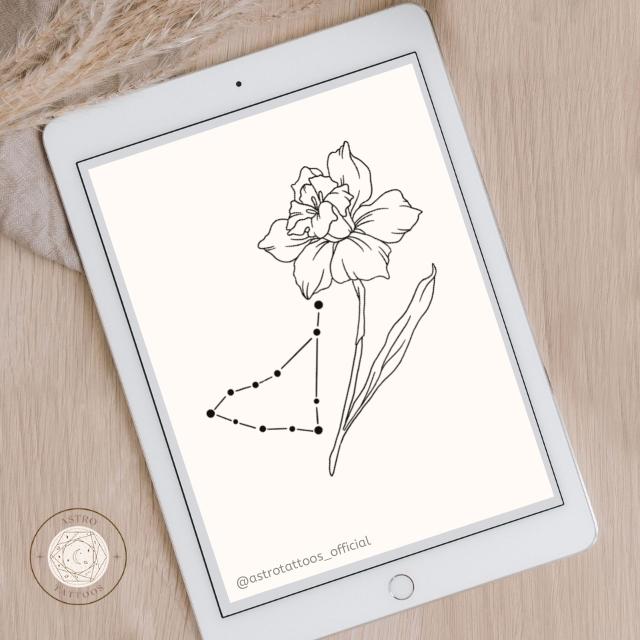 Small capricorn narcissus constellation tattoo design