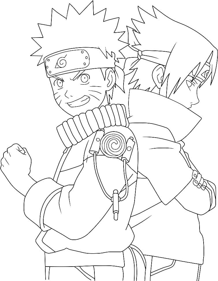 Naruto and sasuke coloring page