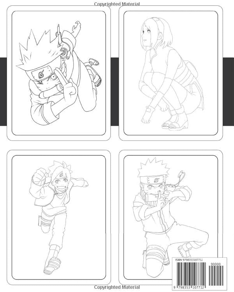 Ðãruto coloring book anime coloring book with high quality and unique illustrations related to ðãruto characters kãkashi sãkura sãsuke gift for kids teens adults and all fans anime