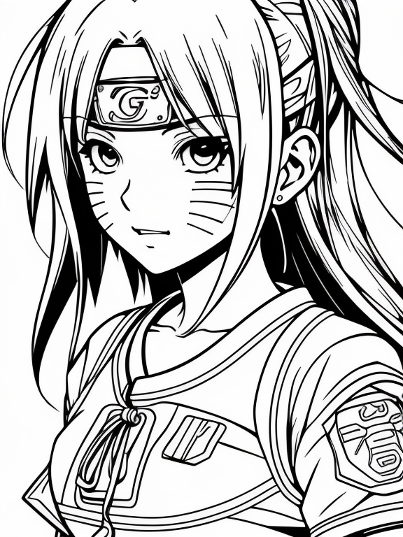 Cute girl coloring page bold line