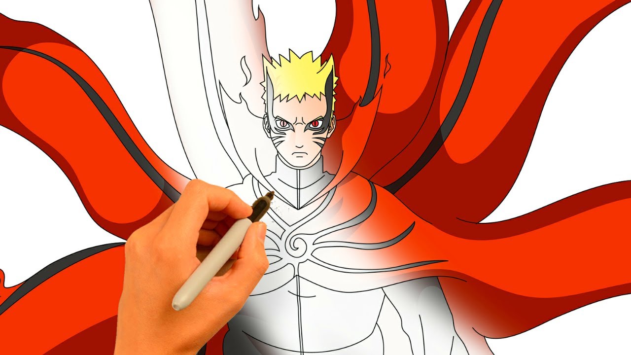 How to draw baryon mode naruto step
