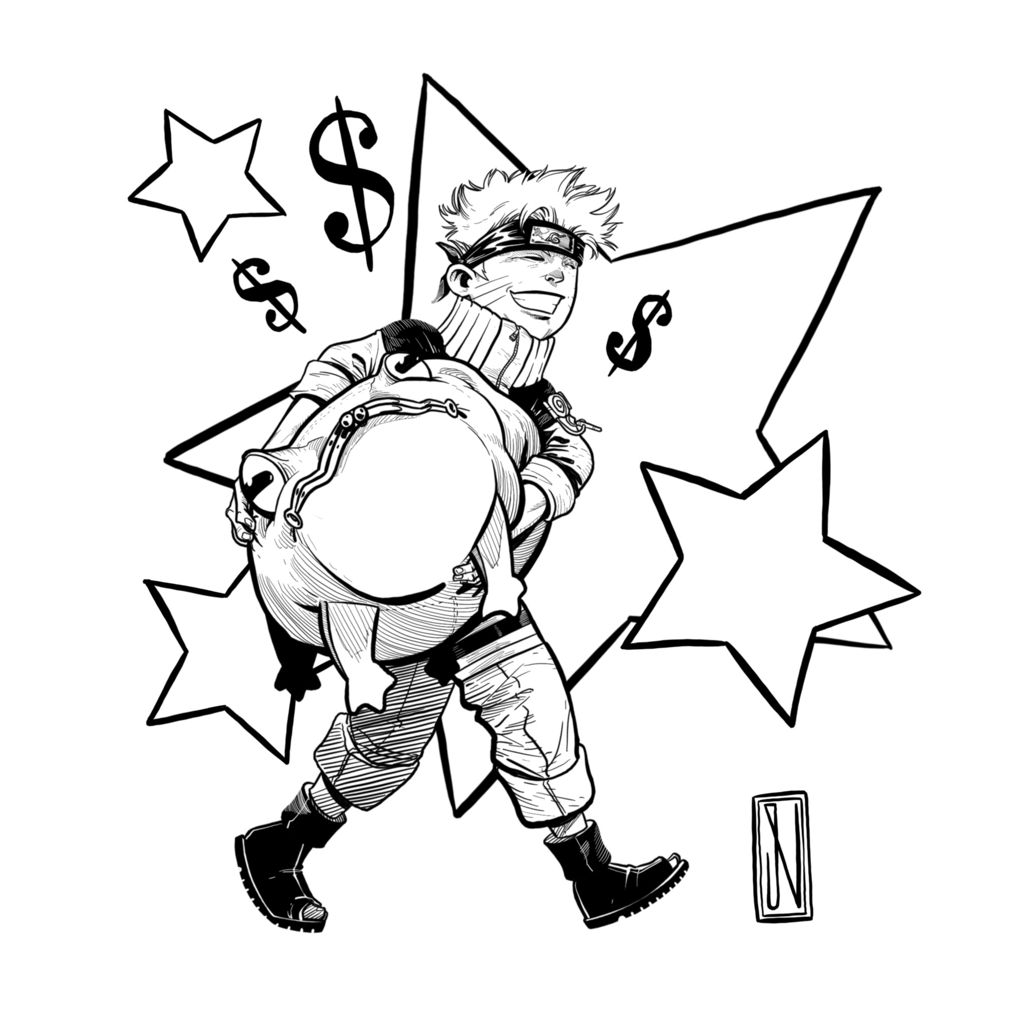 Day treasure inktober inktober narutober naruto money motleyfool purse toad frog rich procreate gpen â