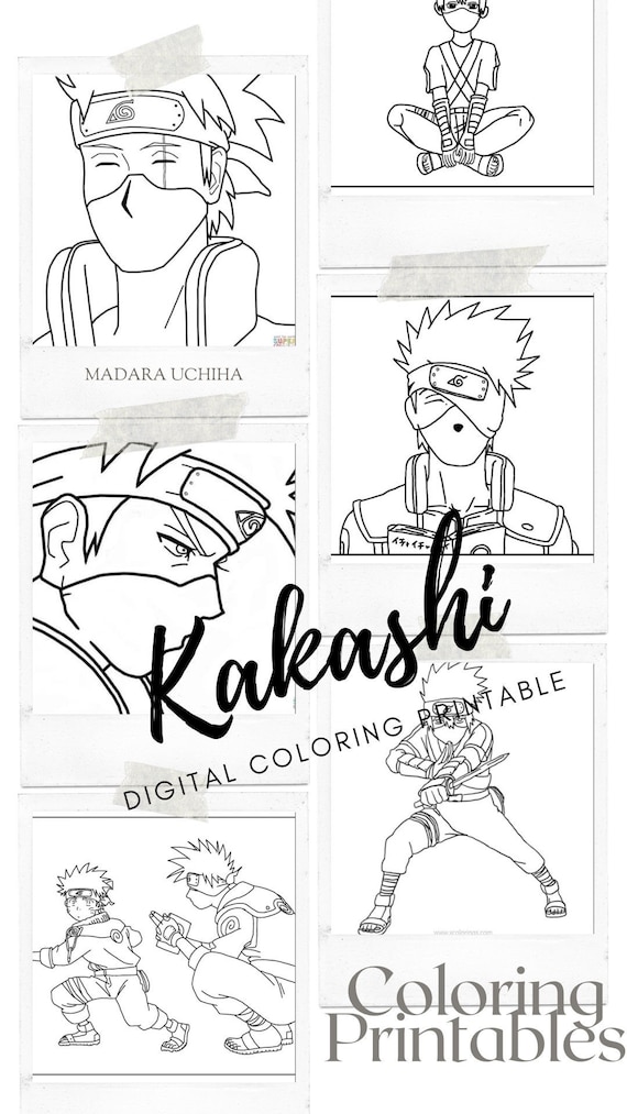 Buy kakashi coloring pages printable sketch outline lineart to color anime coloring printable naruto online in india