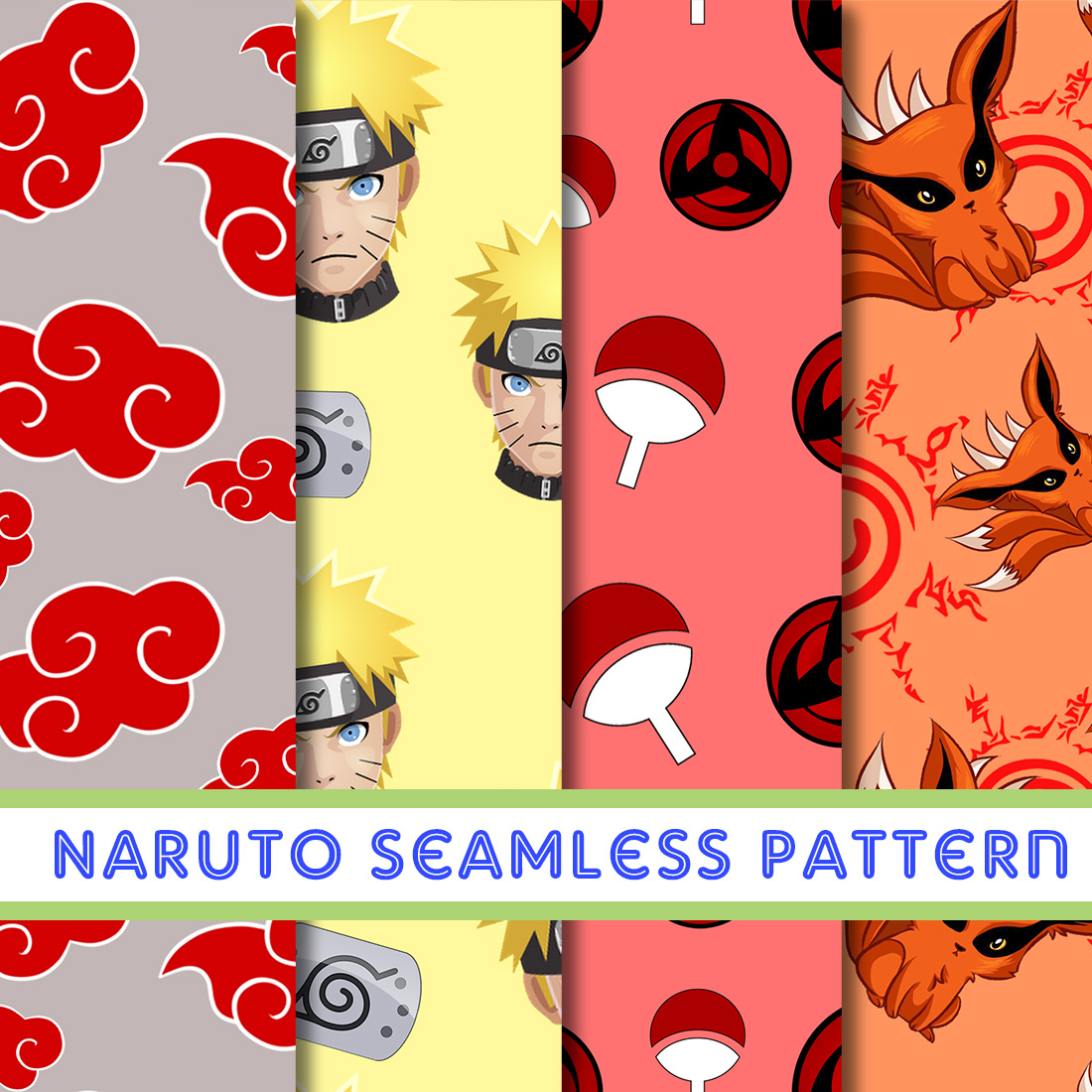 Naruto seamless pattern textures for room decor and gift wrap