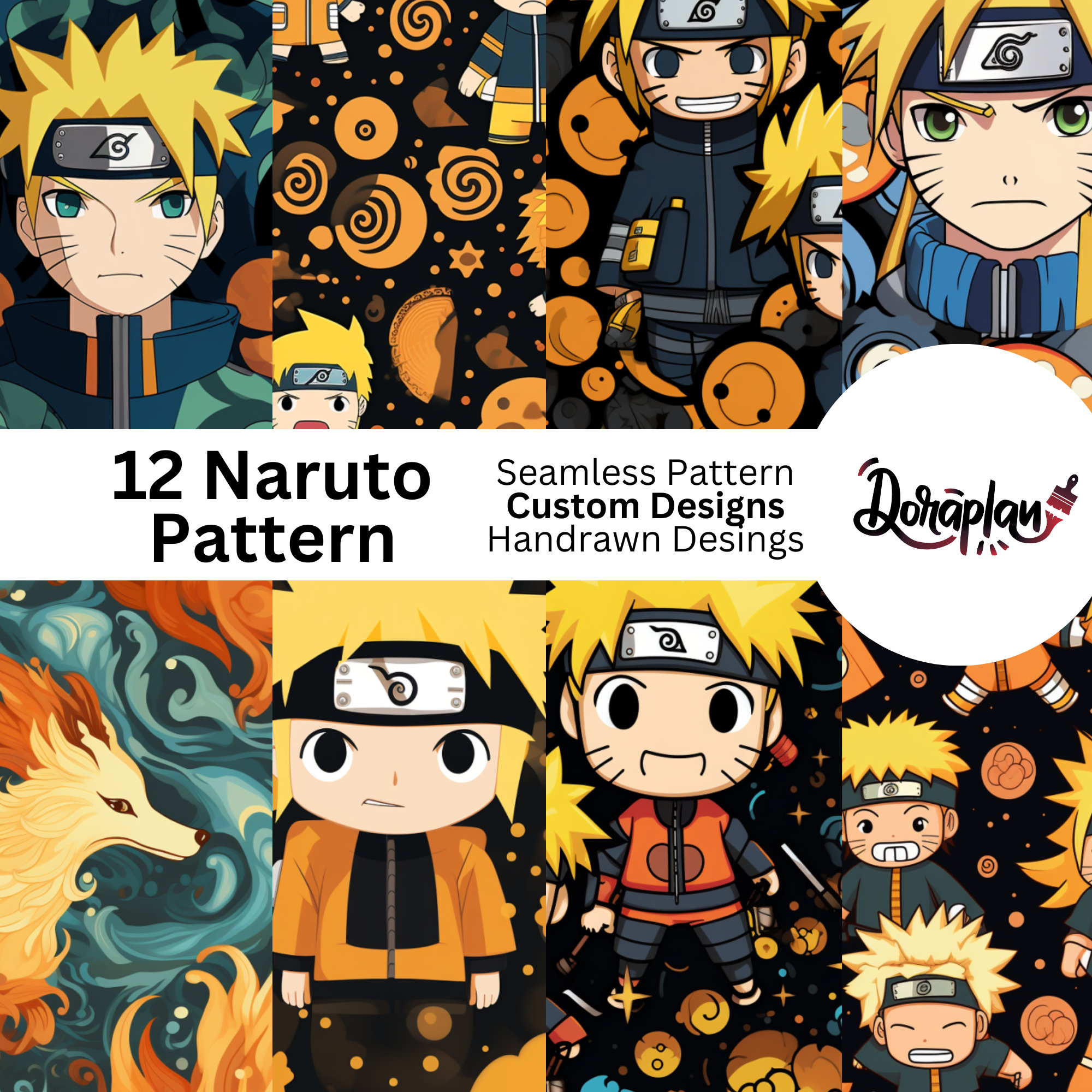 Seamless naruto digital papers seamless patterns digital download scrapbooking printable patterns mercial use