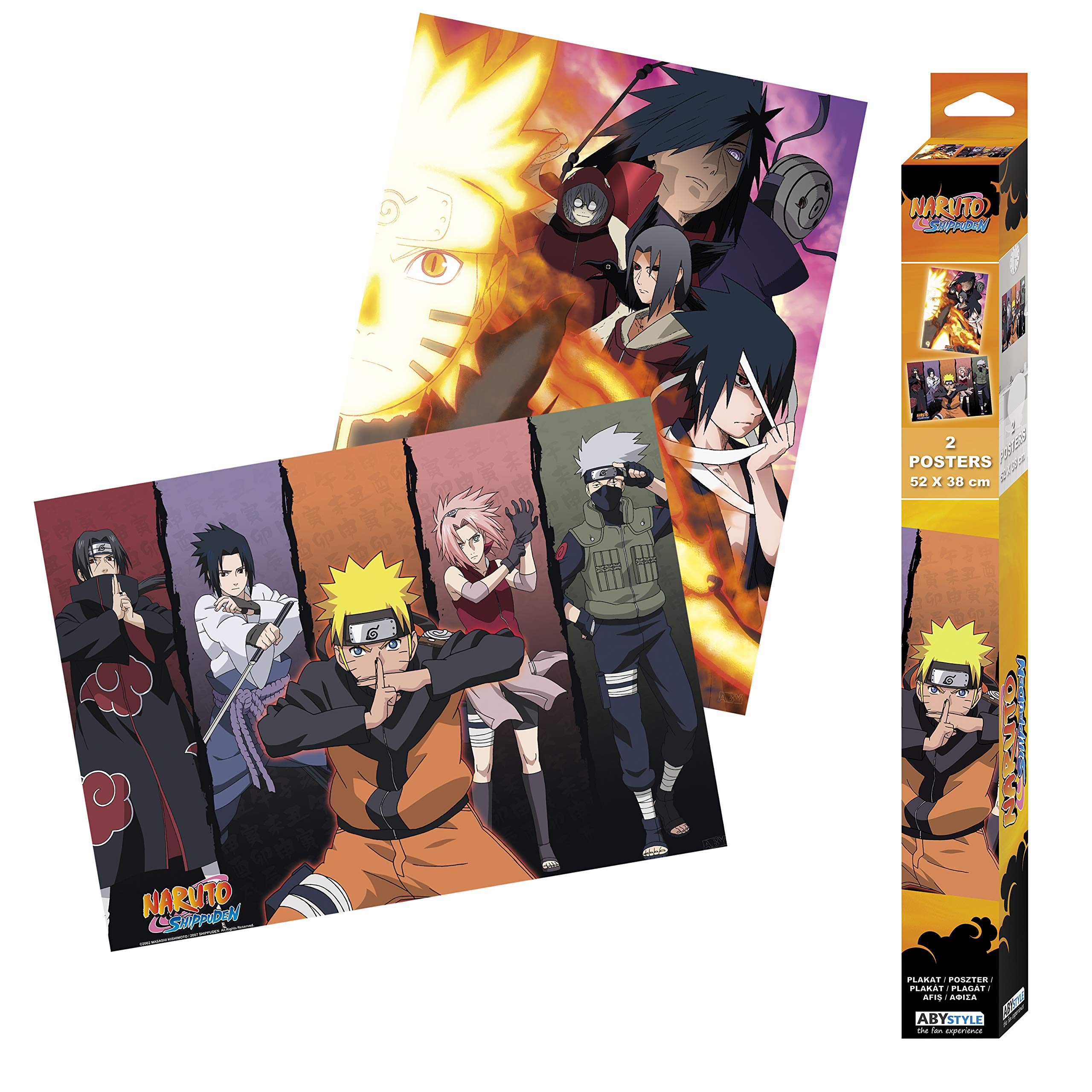Abystyle naruto shippuden boxed poster set includes unframed mini posters x featuring naruto sasuke sakura kakashi itachi anime manga wall art for bedroom office room decor posters