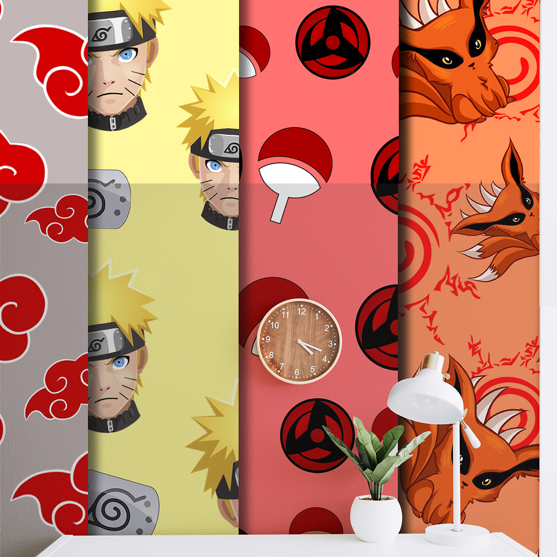Naruto seamless pattern textures for room decor and gift wrap