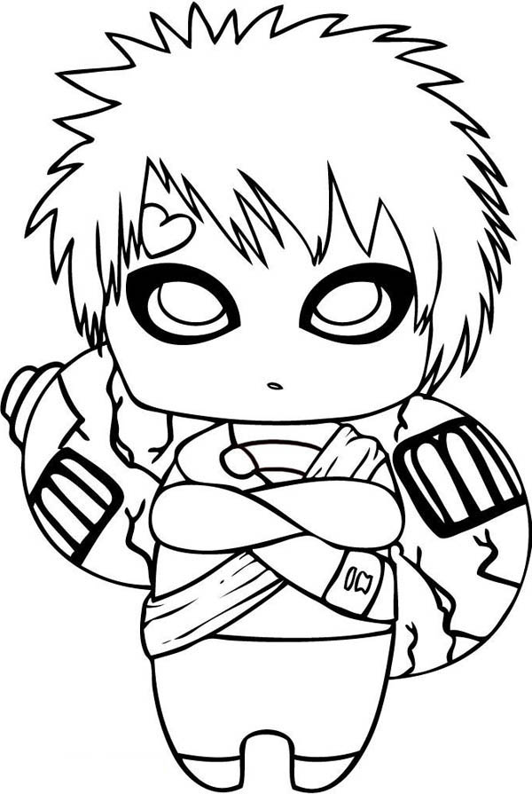 Chibi gaara of the desert coloring page