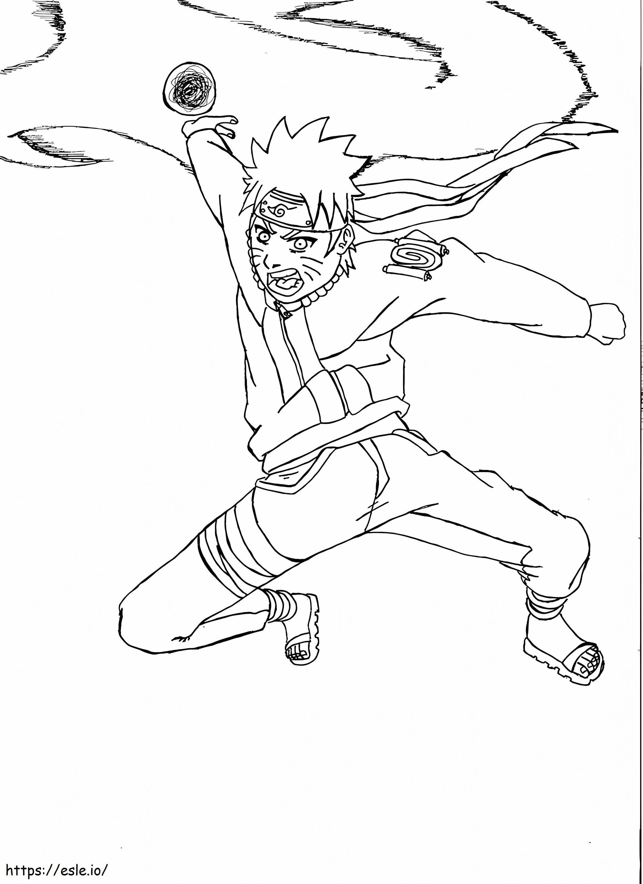 Attacking naruto coloring page