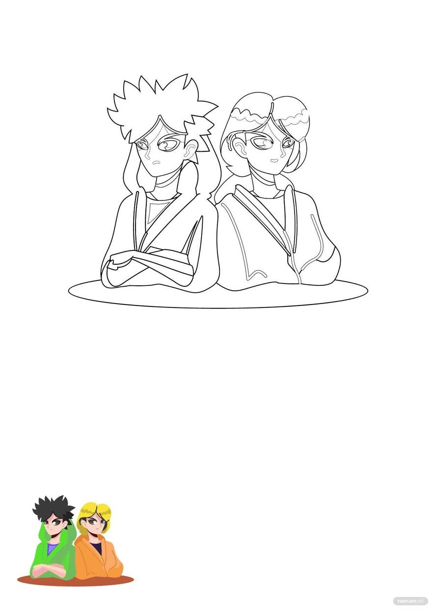 Free anime couples coloring pages