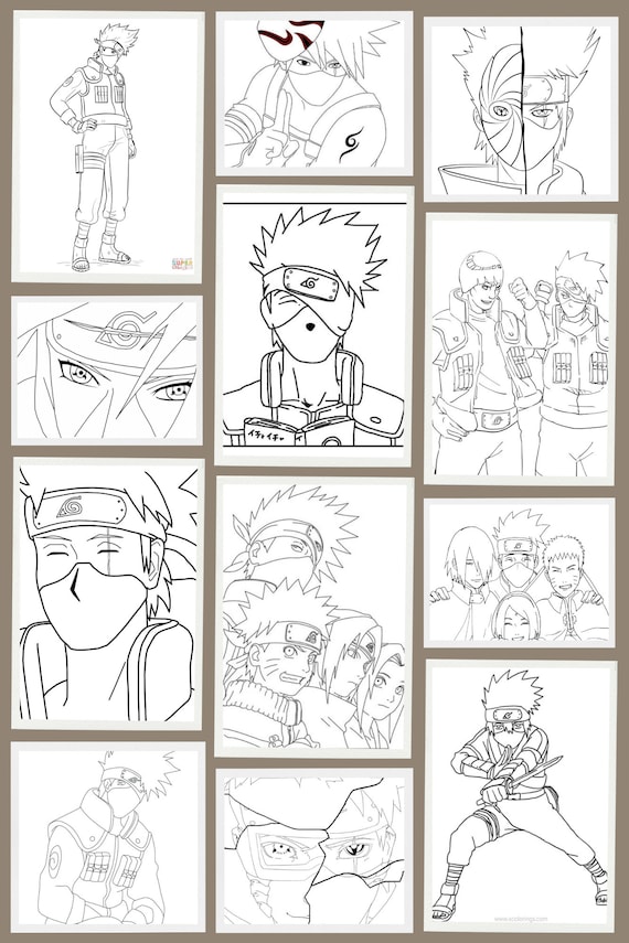 Kakashi coloring pages printable sketch outline lineart to color anime coloring printable naruto