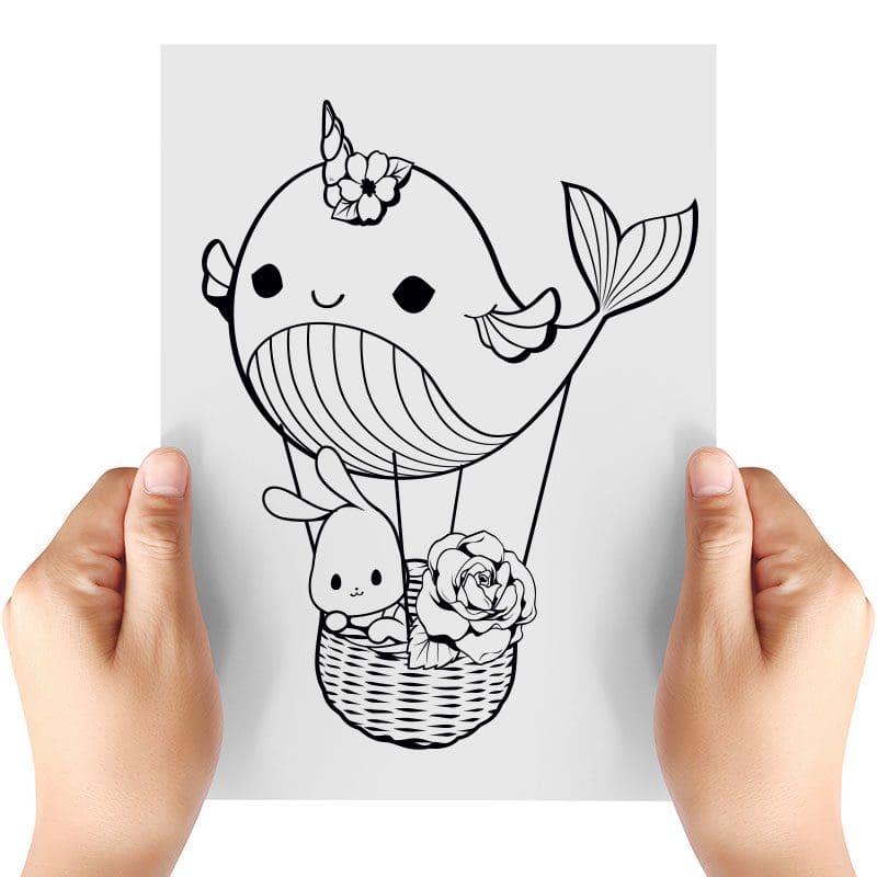 Narwhal and kitten transfer doodles