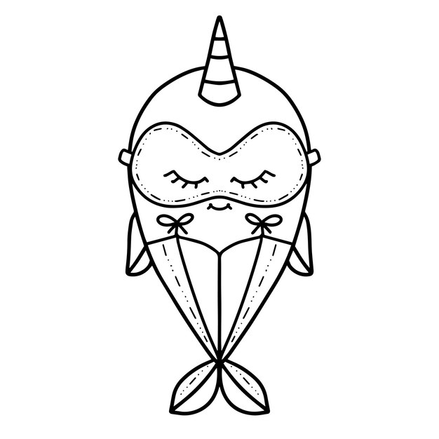Premium vector digital illustration of cute narwhal