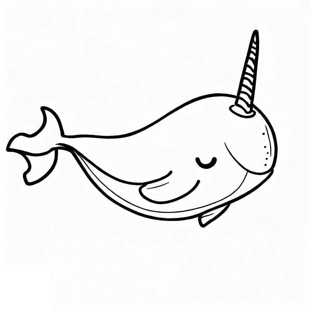 Smiling narwhal coloring page