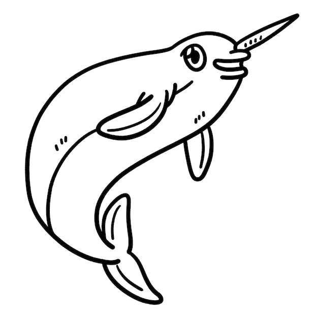 Premium vector narwhal isolated coloring page for kids