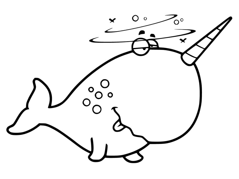 A funny narwhal coloring page