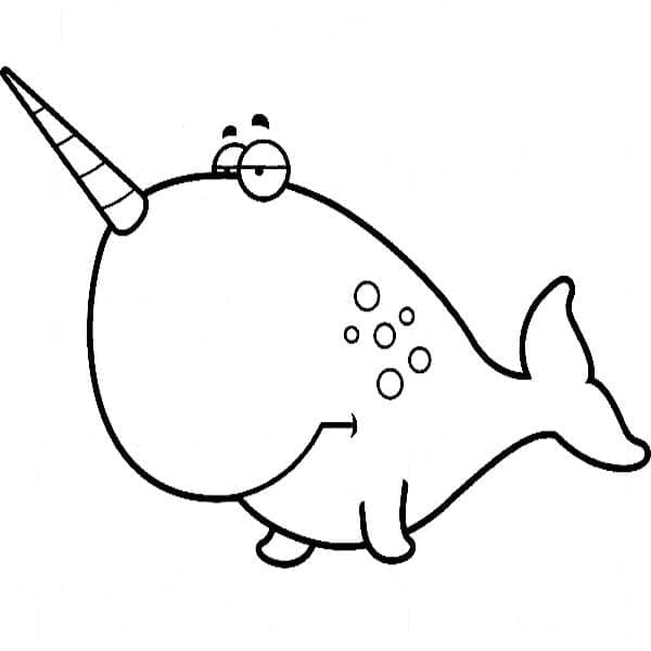 Sad narwhal coloring page