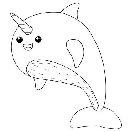 Narwhal coloring page stock photos and images