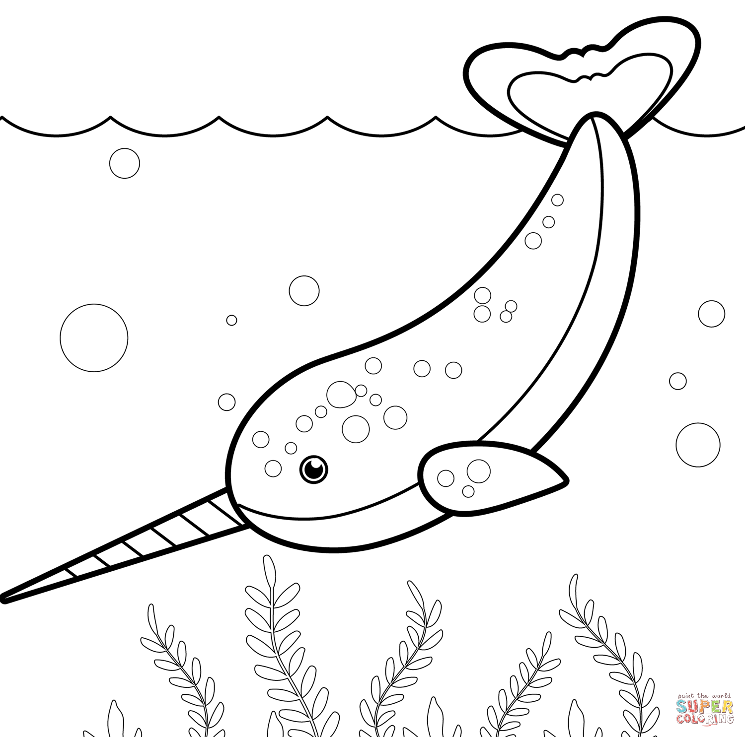 Narwhal coloring page free printable coloring pages