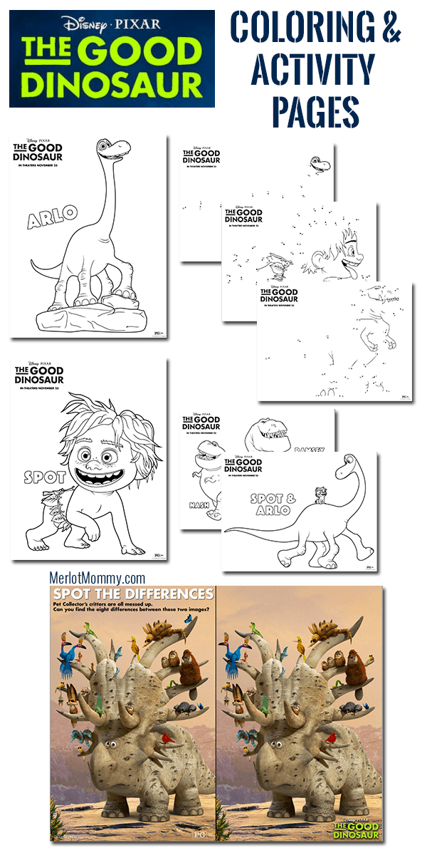 Disneypixars the good dinosaur activity sheets gooddino whisky sunshine
