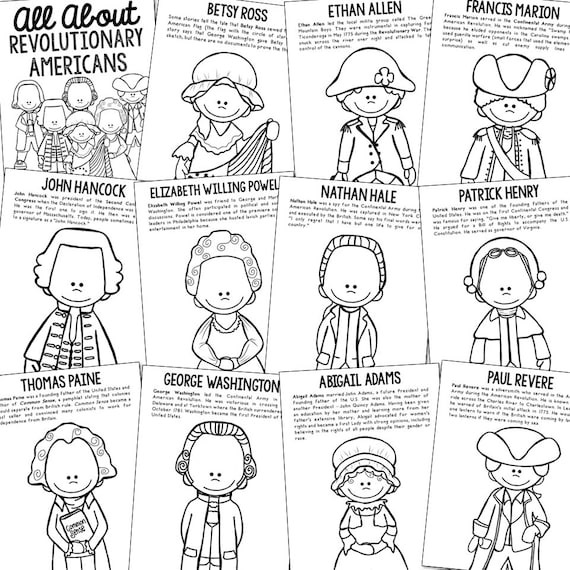 Revolutionary war americans social studies activity printables homeschool curriculum bulletin board decor posters educational wall art instant download