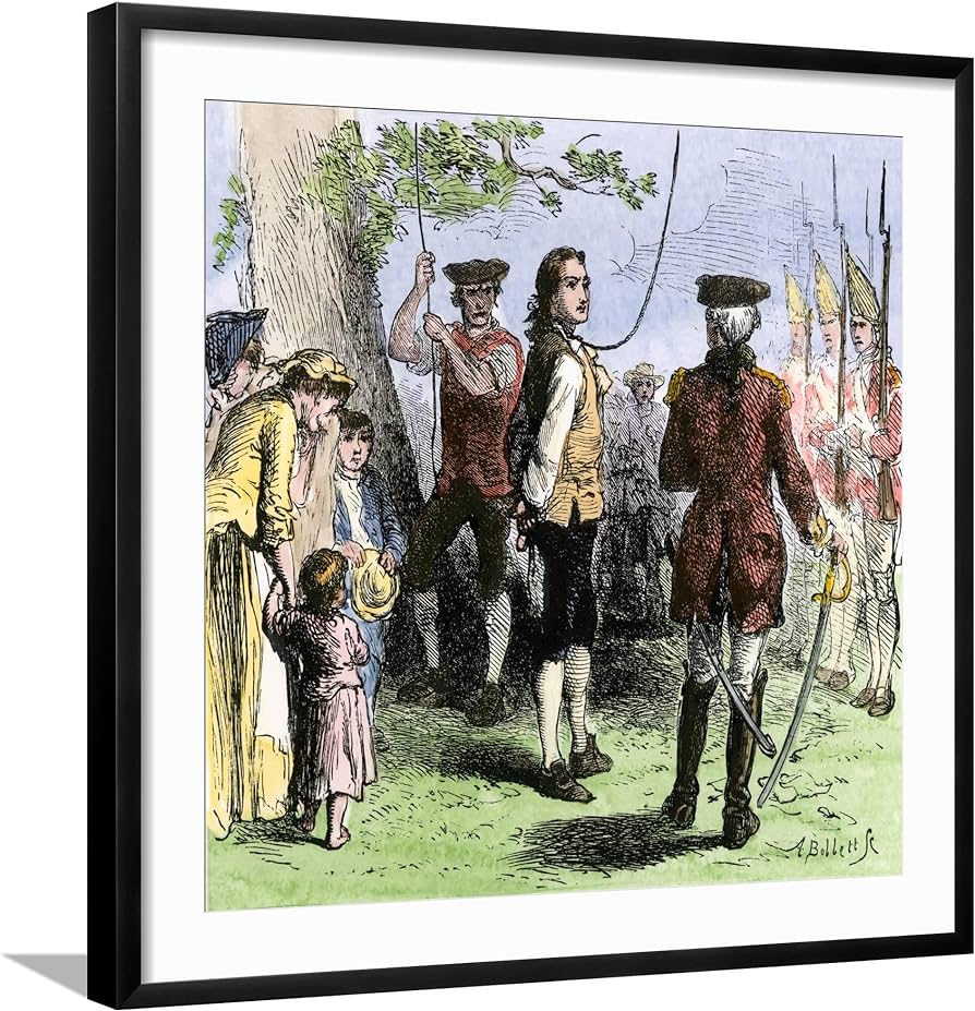 Allposters wall giclee print nathan hale hanged by the british as a spy on black frame x posters prints