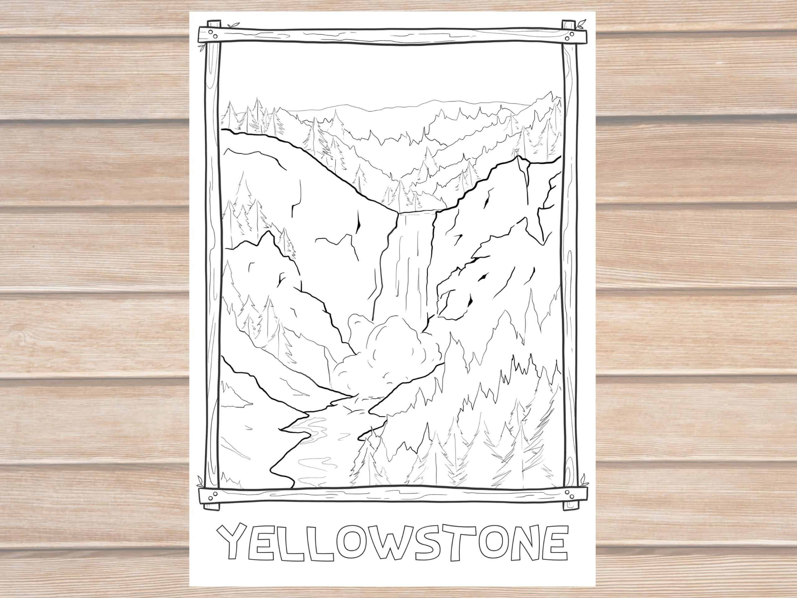 Yellowstone national park coloring page printable
