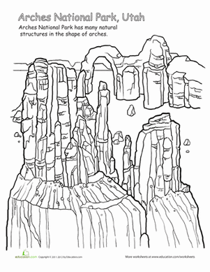 National parks arches worksheet education national parks coloring pages coloring book pages