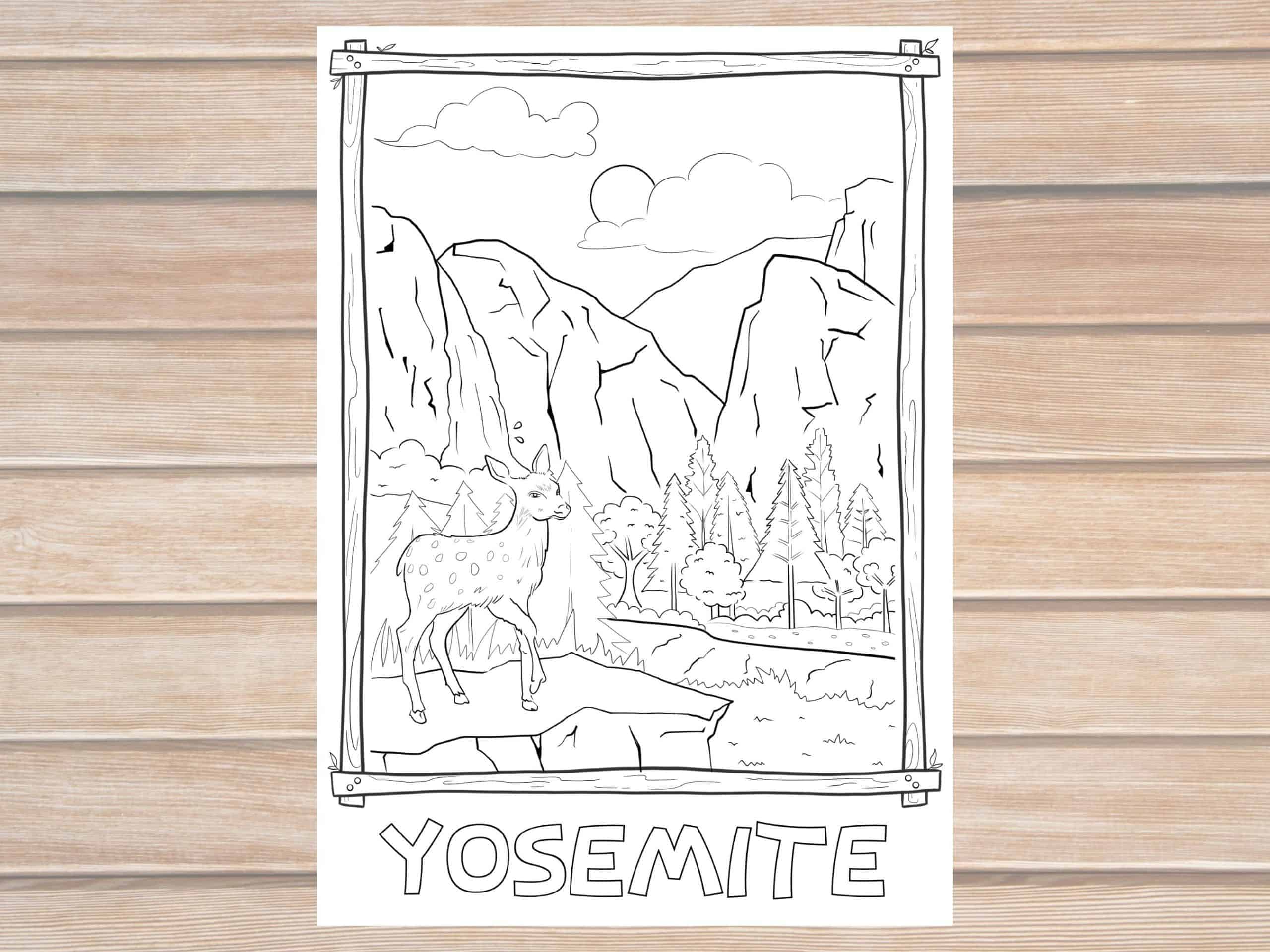Yosemite national park coloring page printable