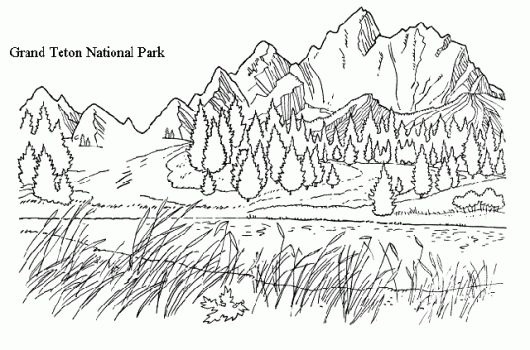 Mountains of national park coloring realistic page detailed coloring pages coloring books coloring pages