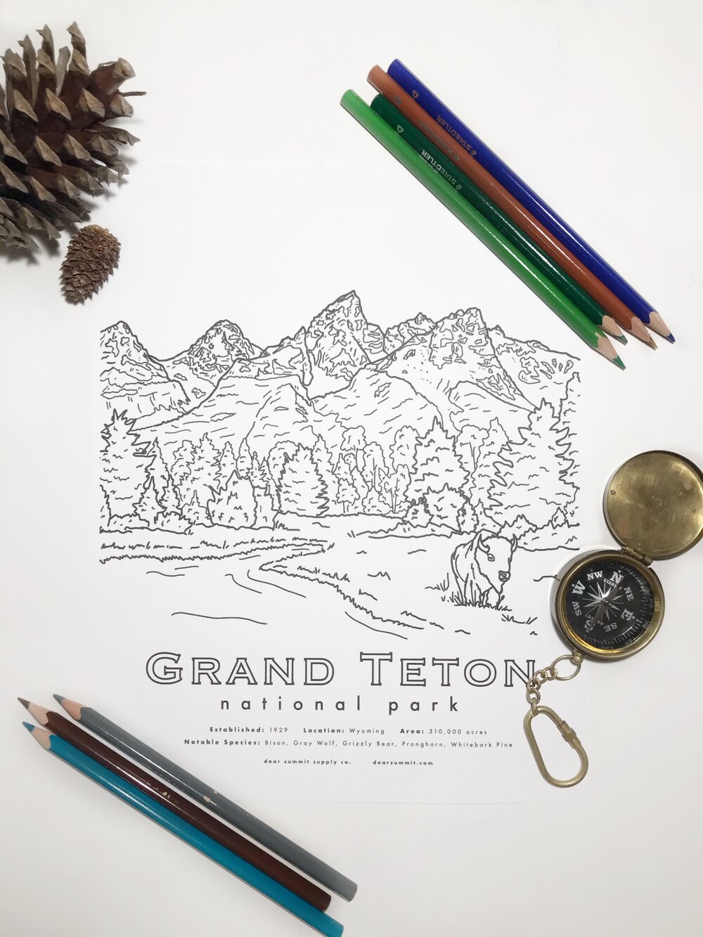 Grand teton coloring page â dear summit supply co