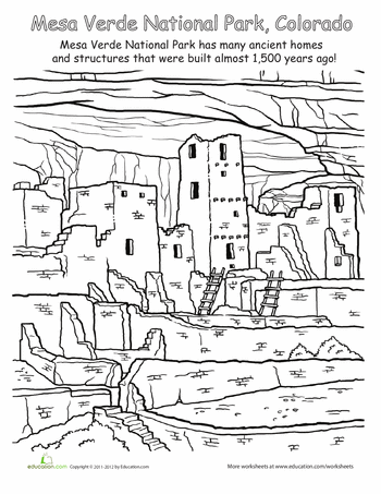 Mesa verde national park worksheet education mesa verde national park national parks coloring pages