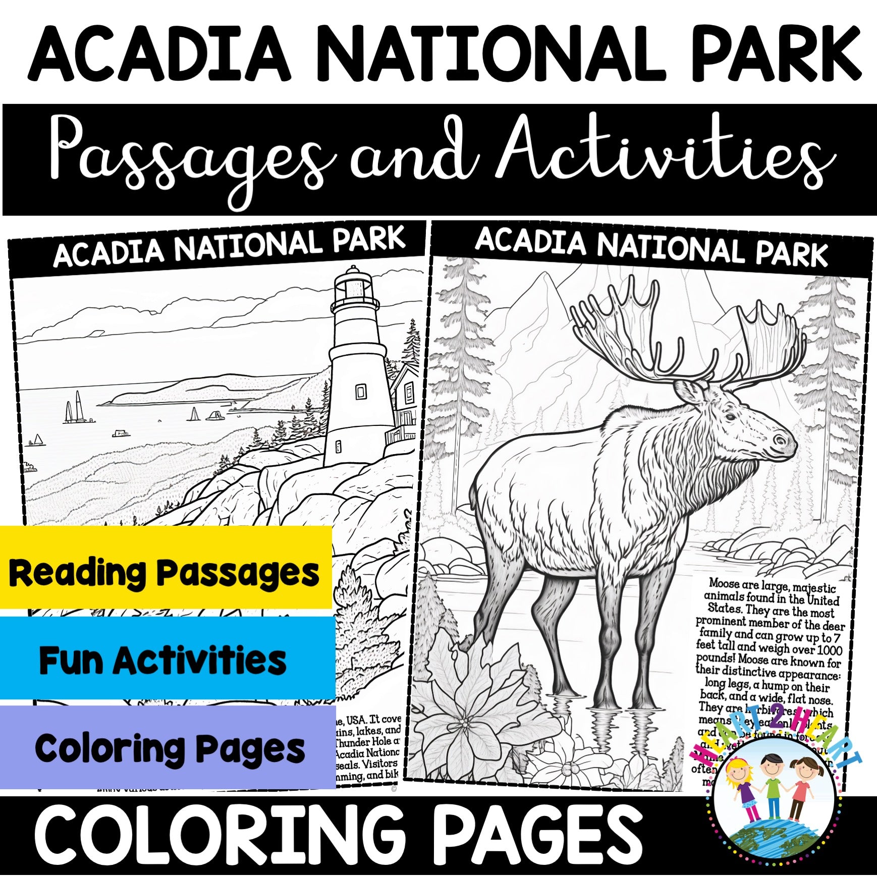 Acadia national park coloring pages â heart heart teaching