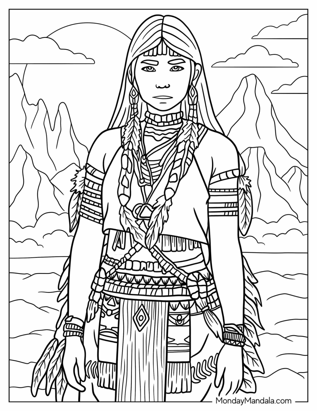 Native american coloring pages free pdf printables