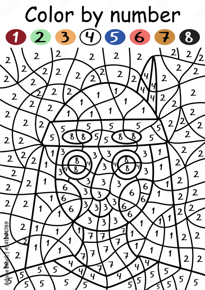 Native american color by number game for kids vector illustration funny educational puzzle with colors and numbers thanksgiving kids party game printable worksheet vector vector