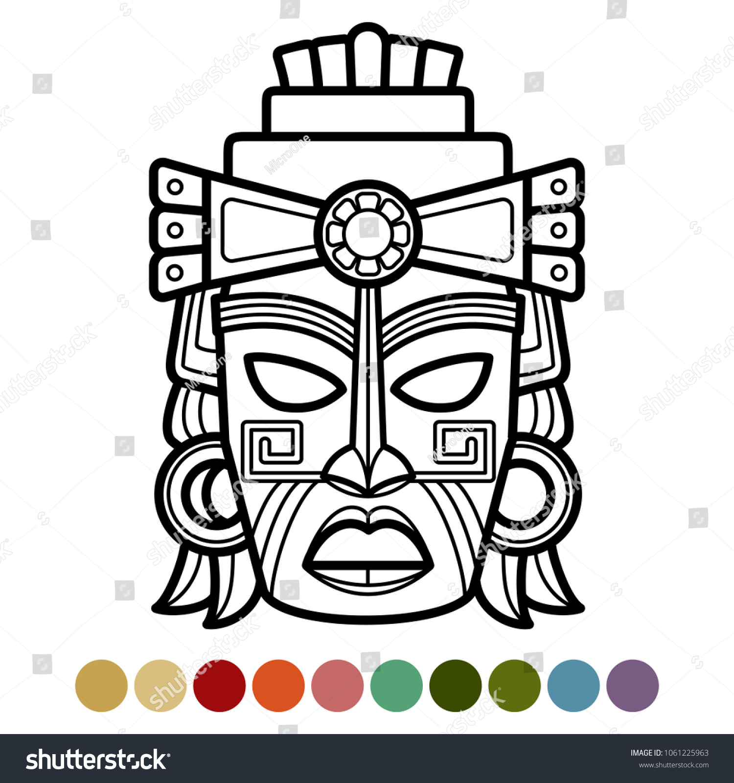 Hakuun mexican african aztec mask coloring page liittyvã vektorikuva rojaltivapaa