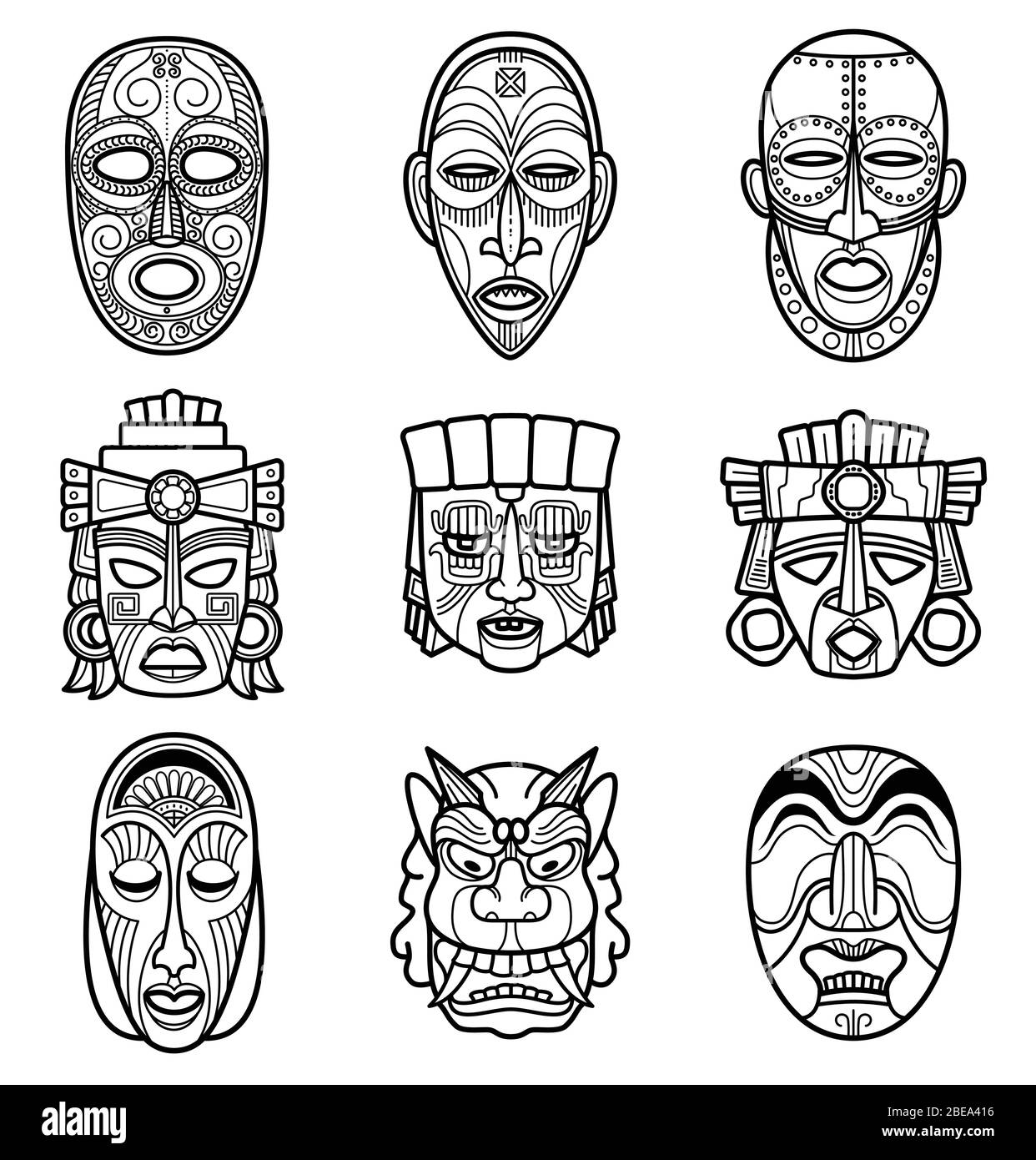Tribal mask cut out stock images pictures