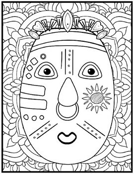 African masks coloring pages black history month mindfulness coloring sheets