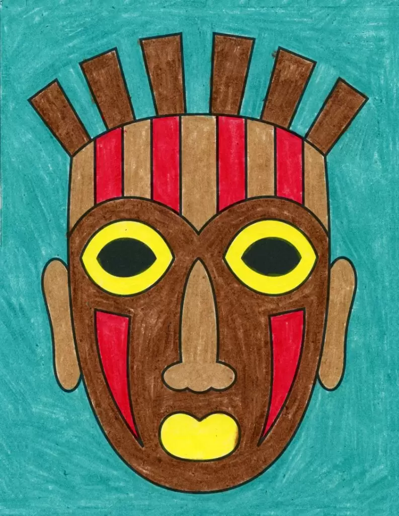 Easy how to draw a tribal mask tutorial mask coloring page