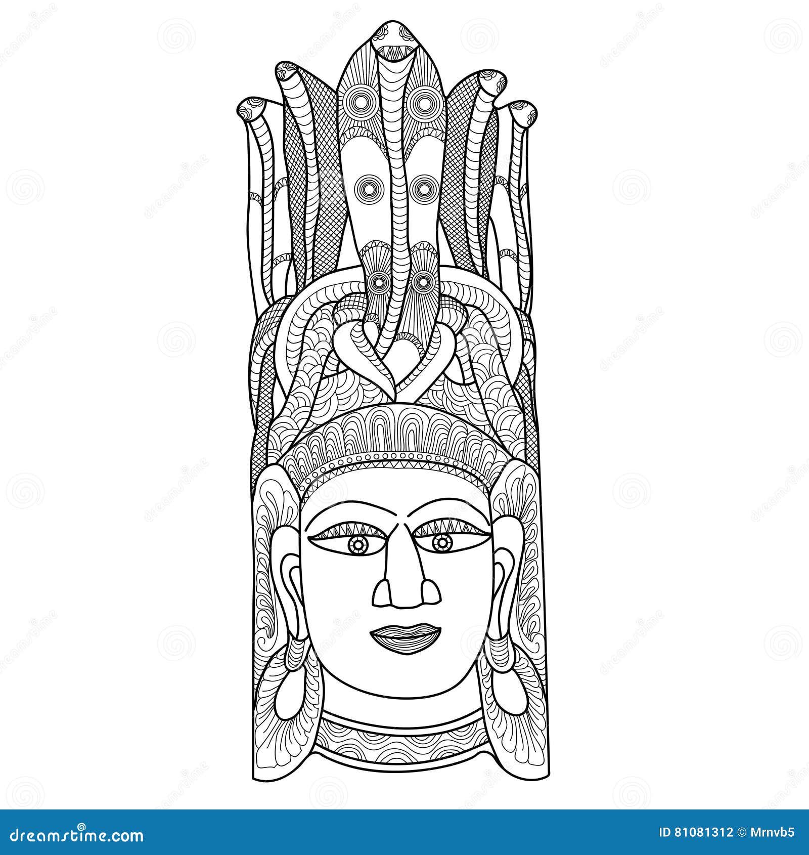 Ethnic mask handwritten doodles stock vector