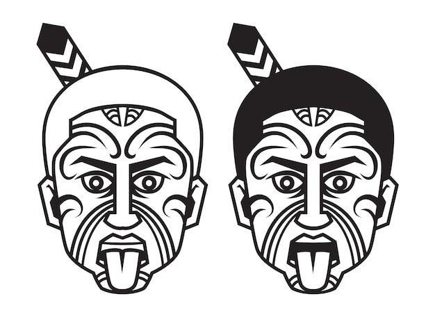 Premium vector new zealand traditional maori face tattoo isolated on white background vector
