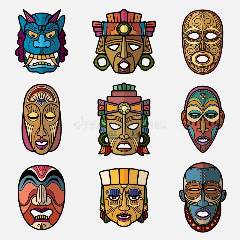 Indian aztec african mexican historic tribal mask stock vector