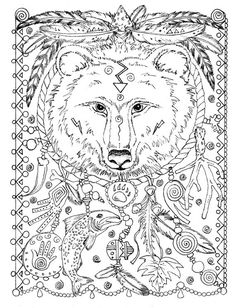 Pages instant download animal spirits to color wolf raven crow eagle bear native american art coloring adult color book digi stamp instant download